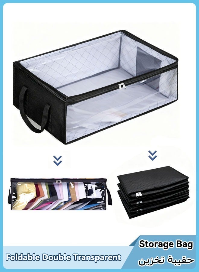 Lasola Storage Bags,Clothes Storage Bins,Foldable Clothes Storage Bins,Closet Organizers and space-saving with See-Through Window and Carry Handles Multifunctional Storage Bag For Hats, Clothes, Toys, Books 50*41*16.5cm - Image 1